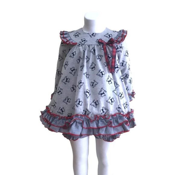 LOLITTOS | Gray & Red | DOGS PRINT TWO PIECES DRESS SET - Picture 12 of 16